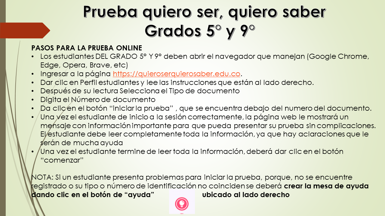 PRUEBA -  QUIERO SER, QUIERO SABER- GRADO QUINTO Y NOVENO